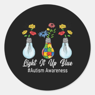 Light It Up Blue Autism Awareness Lamp Puzzle Mess Classic Round Sticker
