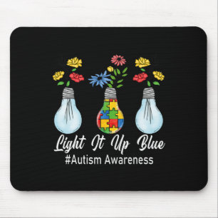 Light It Up Blue Autism Awareness Lamp Puzzle Mess Mouse Pad