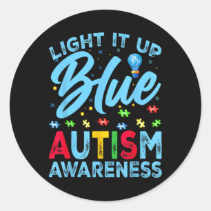 Light It Up Blue Autism Awareness Men Women Kids 1 Classic Round Sticker