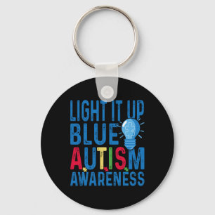 Light It Up Blue Autism Awareness Men Women Kids 3 Key Ring