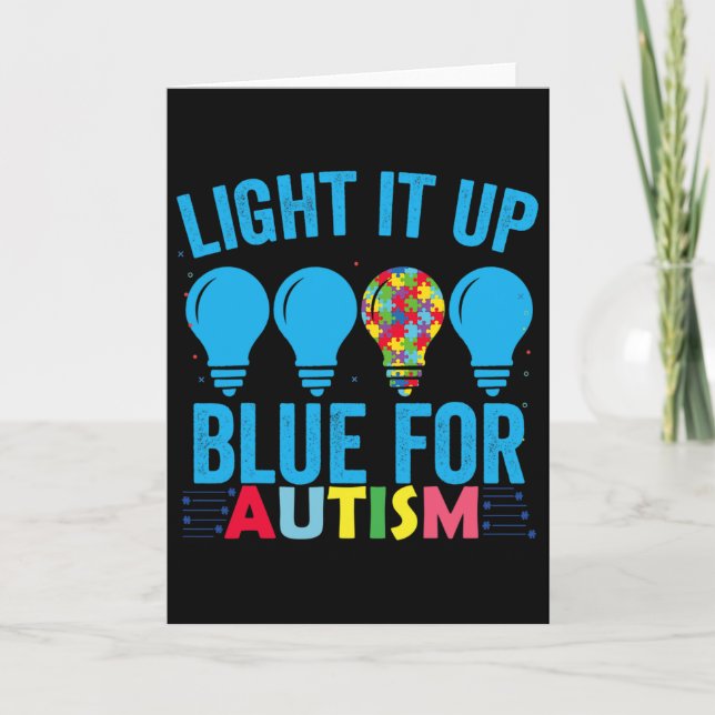 Light It Up Blue Autism Awareness Month 1  Card (Front)