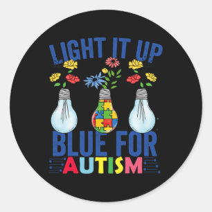 Light It Up Blue Autism Awareness Month Classic Round Sticker