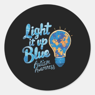 Light It Up Blue Autism Awareness Month Classic Round Sticker