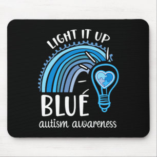 Light It Up Blue Autism Awareness Month Rainbow Pu Mouse Pad