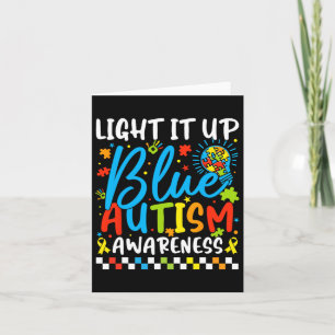 Light It Up Blue Autism Awareness Puzzle Men Women Card