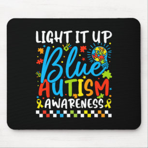 Light It Up Blue Autism Awareness Puzzle Men Women Mouse Pad