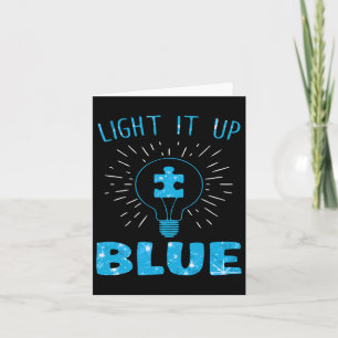 Light It Up Blue Autism Awareness Puzzle Piece Card