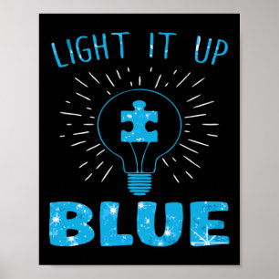 Light It Up Blue Autism Awareness Puzzle Piece Poster