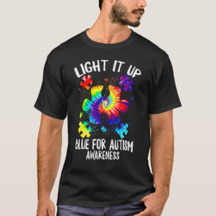 Light It Up Blue Autism Awareness  Puzzle Piece Ri T-Shirt