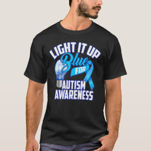 Light It Up Blue Autism Awareness Puzzle Piece Ri T-Shirt