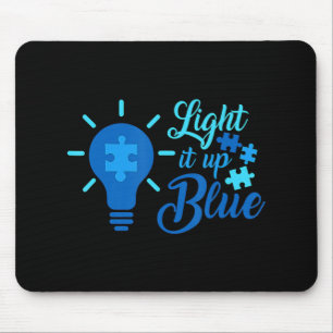 Light It Up Blue Autism Awareness Ribbon Puzzle Pi Mouse Pad