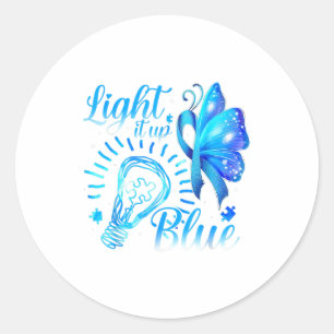 Light It Up Blue Autism Awareness Shirt Puzzle Pie Classic Round Sticker