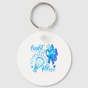 Light It Up Blue Autism Awareness Shirt Puzzle Pie Key Ring