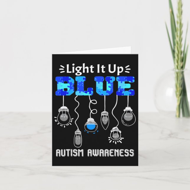 Light It Up Blue Autism Awareness Support  Card (Front)
