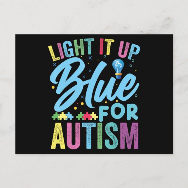 Light It Up Blue Autism Awareness T-Shirt92  Postcard (Front)