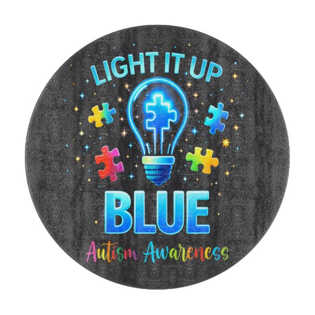 Light It Up Blue Autistic Autism Awareness Cutting Board (Front)
