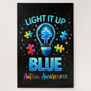 Light It Up Blue Autistic Autism Awareness Jigsaw Puzzle