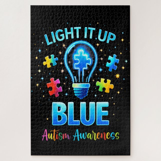 Light It Up Blue Autistic Autism Awareness Jigsaw Puzzle (Vertical)
