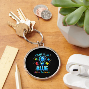 Light It Up Blue Autistic Autism Awareness Key Ring