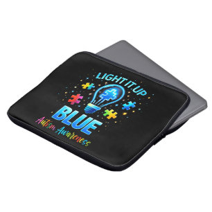 Light It Up Blue Autistic Autism Awareness Laptop Sleeve