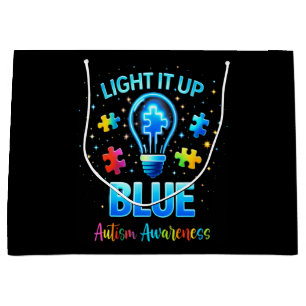 Light It Up Blue Autistic Autism Awareness Large Gift Bag