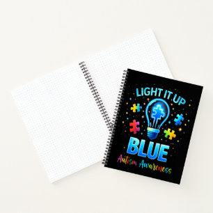 Light It Up Blue Autistic Autism Awareness Notebook