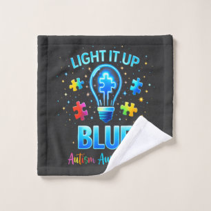 Light It Up Blue Autistic Autism Awareness Wash Cloth