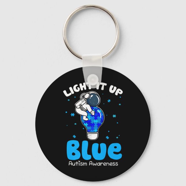 Light It Up Blue Funny Puzzle Piece Autism Awarene Key Ring (Front)