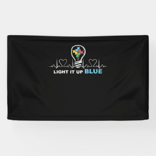 Light It Up Blue Heartbeat Autism Awareness Banner
