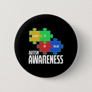 Light It Up Blue Puzzle Inspirational Autism Aware 6 Cm Round Badge
