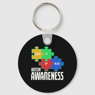 Light It Up Blue Puzzle Inspirational Autism Aware Key Ring