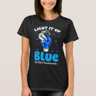 Light It Up Blue Puzzle Piece Autism Awareness T-Shirt