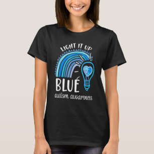 Light It Up Blue Puzzle Rainbow Autism Awareness T-Shirt