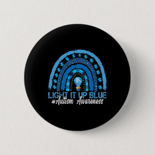 Light It Up Blue Rainbow Autism Awareness 6 Cm Round Badge