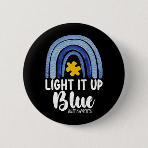 Light It Up Blue Rainbow Autism Awareness Family 6 Cm Round Badge