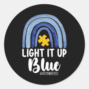 Light It Up Blue Rainbow Autism Awareness Family Classic Round Sticker