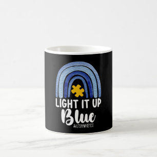 Light It Up Blue Rainbow Autism Awareness Family Coffee Mug