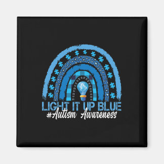 Light It Up Blue Rainbow Autism Awareness  Magnet