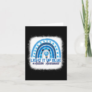 Light It Up Blue Rainbow Bleached Autism Awareness Card