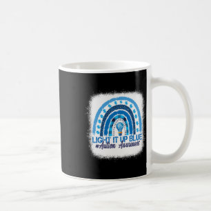 Light It Up Blue Rainbow Bleached Autism Awareness Coffee Mug