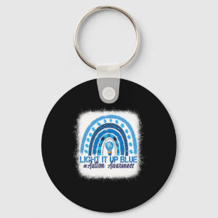 Light It Up Blue Rainbow Bleached Autism Awareness Key Ring