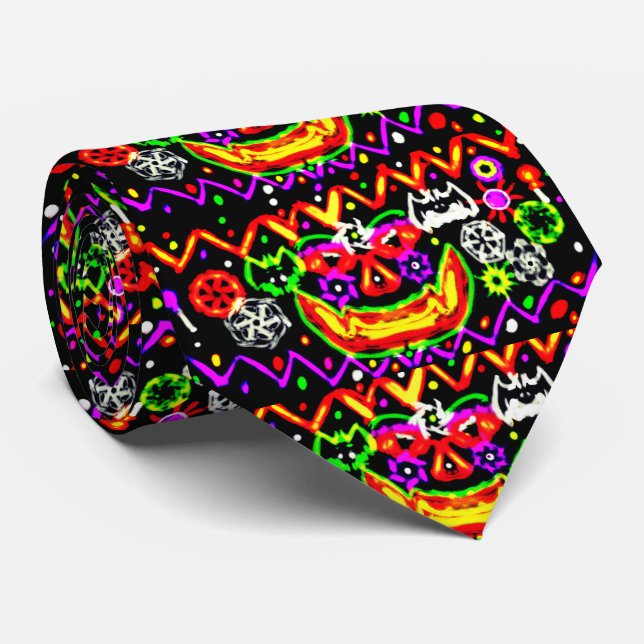 Light It UP  Jack O Lantern Halloween Tie (Rolled)