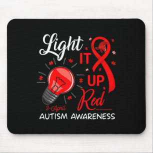 Light It Up Red Autism Awareness Ribbon Puzzle Pie Mouse Pad
