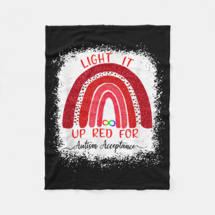 Light It Up Red For Autism Awareness Acceptance Re Fleece Blanket