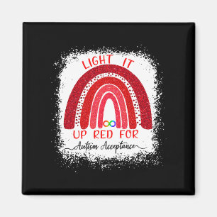 Light It Up Red For Autism Awareness Acceptance Re Magnet