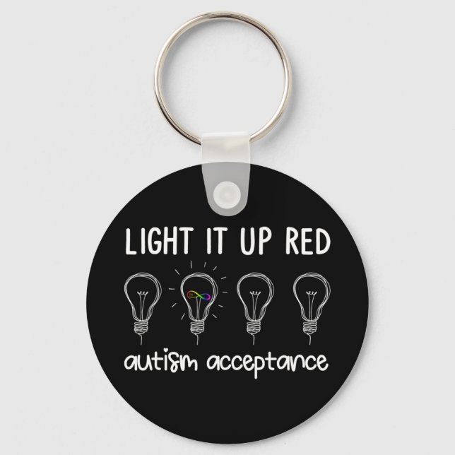 Light it up Red, REDinstead , Autism-Acceptance pr Key Ring (Front)