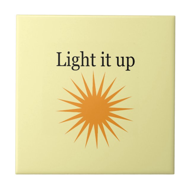 Light it up, yellow ceramic tile (Front)