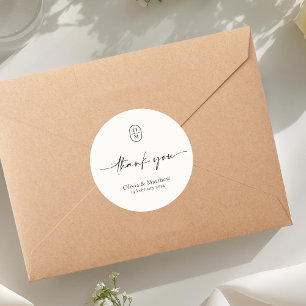 Light Ivory   Chic & Modern Wedding Monogram  Classic Round Sticker