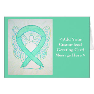 Light Jade Green Awareness Ribbon Angel Cards