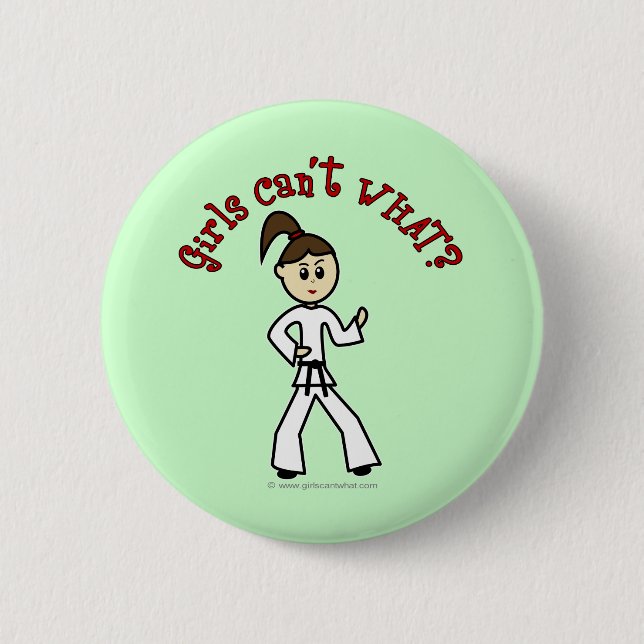 Light Karate Girl 6 Cm Round Badge (Front)